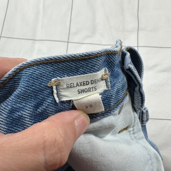 Madewell Shorts Womens 25 Blue Relaxed Denim Button Fly Cut Off Distressed Jean - Picture 4 of 10